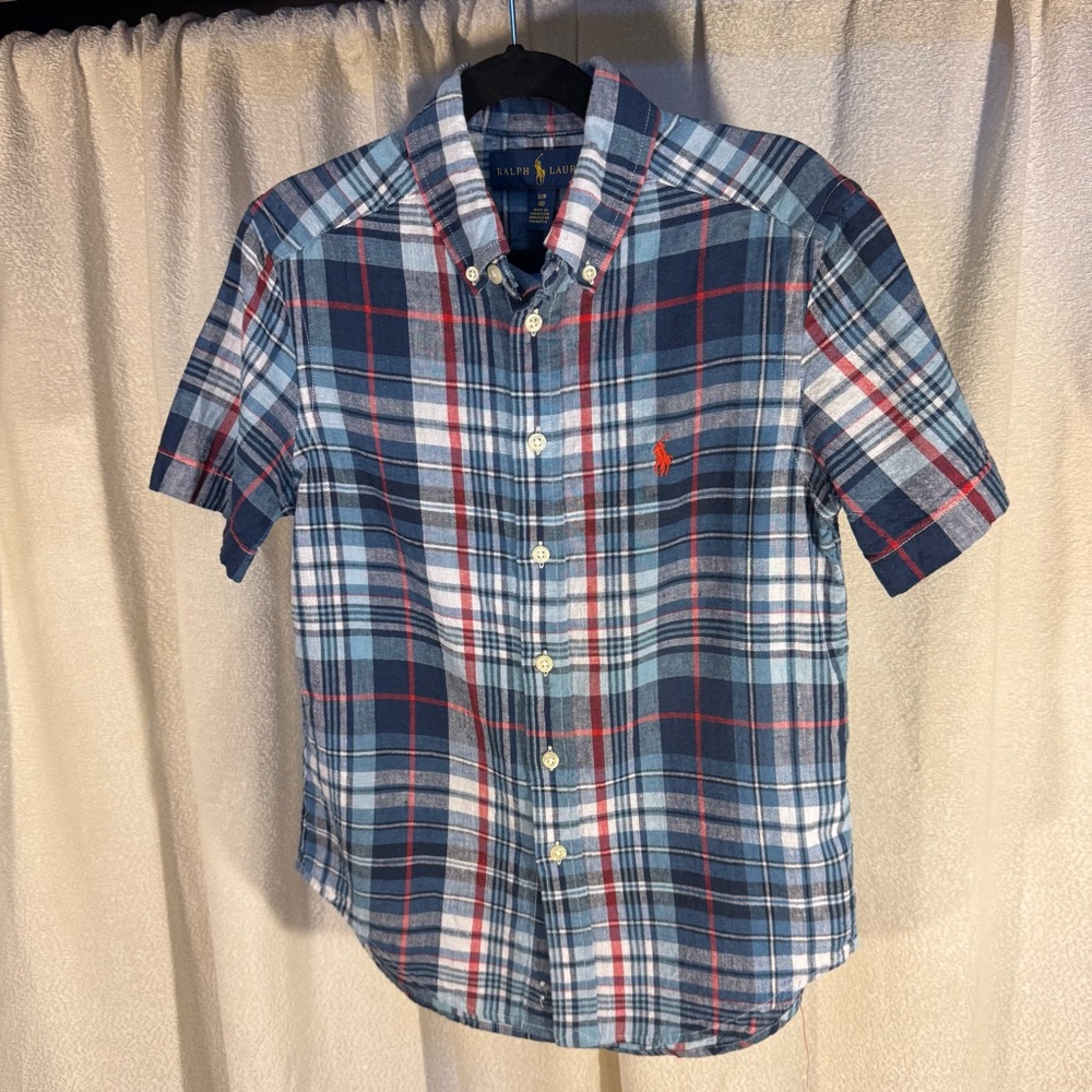 Ralph Lauren Boy's Red and Blue Plaid Shirt